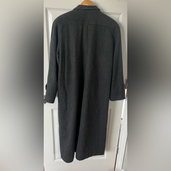Vintage London Fog 100% Pure Virgin Wool Long Overcoat Charcoal |Paisley Size 12 - Picture 6 of 7